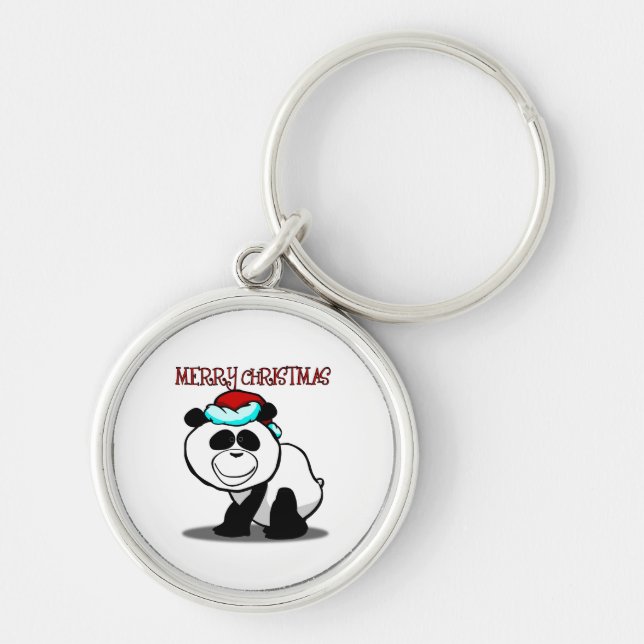 Chaveiro do Feliz Natal da panda (Frente)