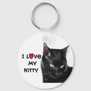Chaveiro do gato preto "eu amo meu gatinho