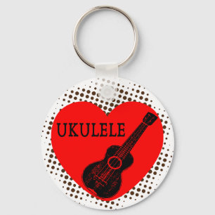 Chaveiro do padrão de ponto de amor Ukulele