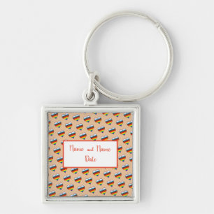 Chaveiro do Padrão do Coração Arco-Íris