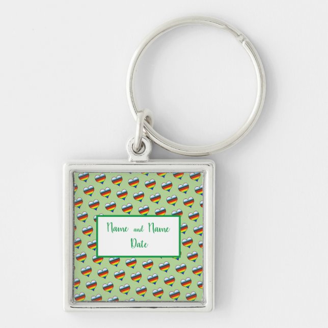 Chaveiro do Padrão do Coração Arco-Íris (Frente)