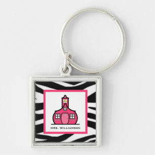 Chaveiro do professor - impressão & rosa da zebra