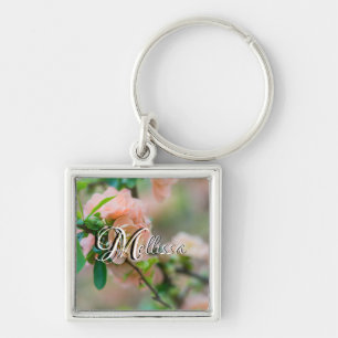 Chaveiro do Quince Square de Flor de Pêssego
