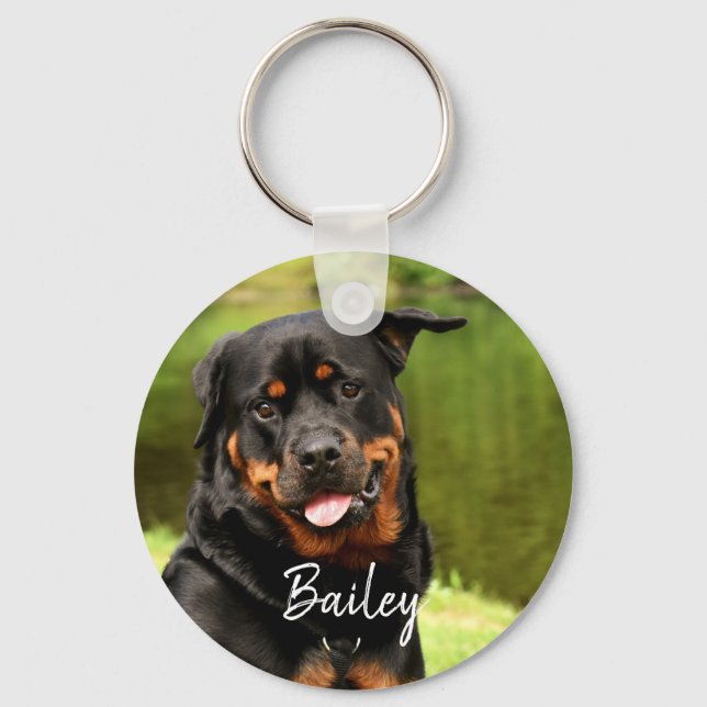Chaveiro do Rottweiler Feliz Personalizado (Frente)