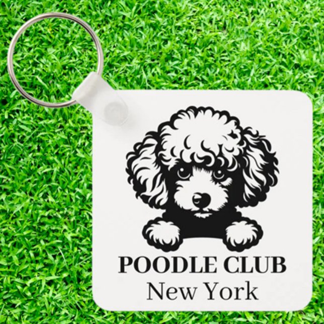 Chaveiro do Tema do Clube Personalizado do Poodle (Celebrate your love for poodles with a Custom Club Theme keychain)