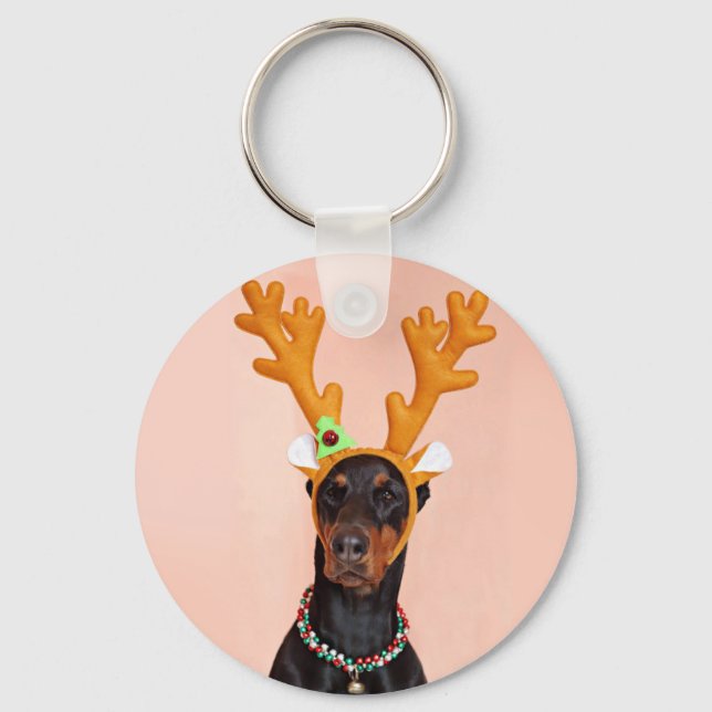 Chaveiro Doberman com chifres de veado (Frente)