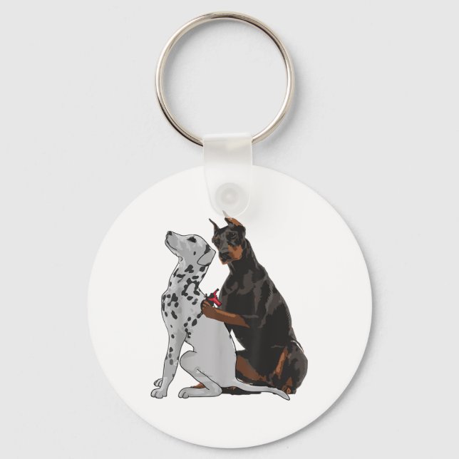 Chaveiro Doberman, Moçável, Cujo Cão Dalmático Tatuando (Frente)