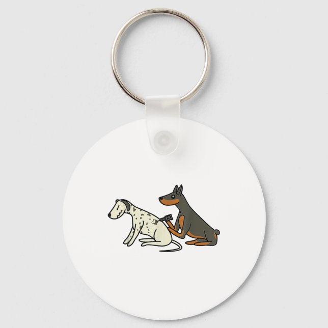 Chaveiro Doberman, Moçável, Cujo Cão Dalmático Tatuando (Frente)