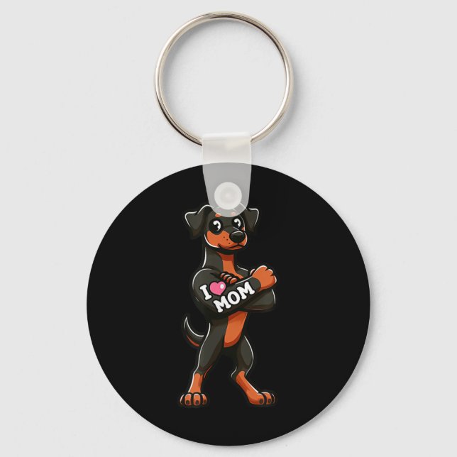 Chaveiro Doberman Pinscher Eu Amo A Mãe Tatuagem De Cachorr (Frente)