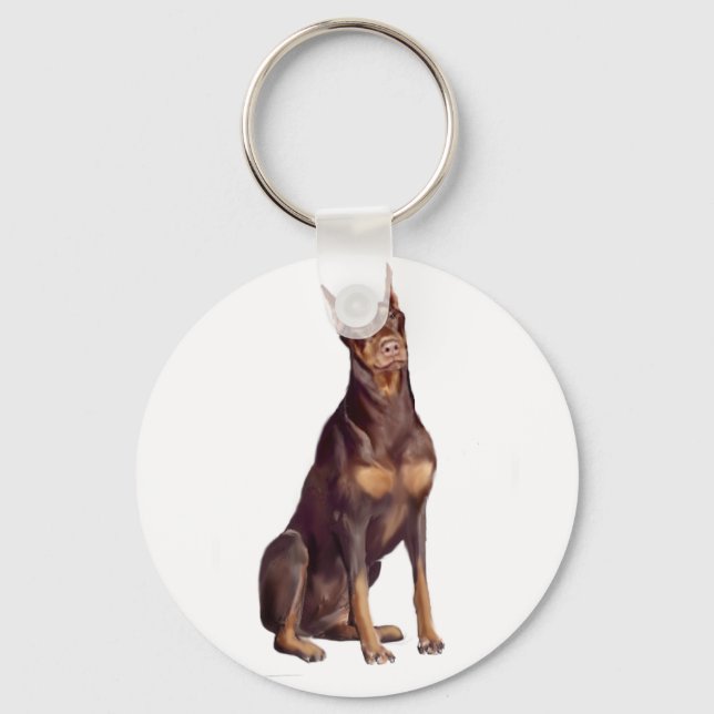 Chaveiro Doberman (sentado vermelho) (Frente)