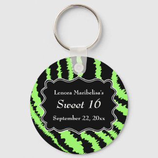 Chaveiro Doce 16 Padrão de Zebra Negra e Verde limão