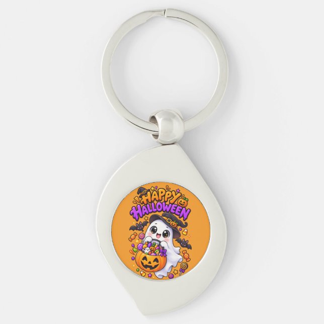 Chaveiro Doce Fantasma de Halloween Abóbora Doce (Frente)