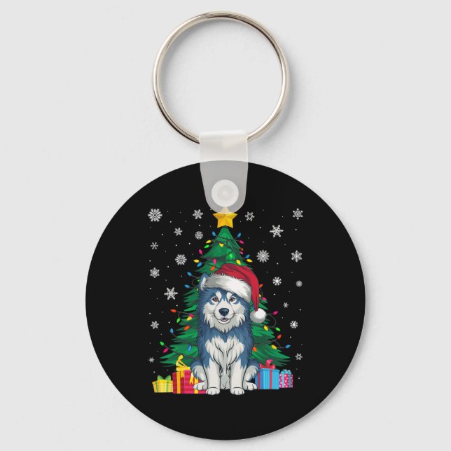 Chaveiro Doce Feio Das Árvores Do Xmas Alaskan Malamute (Frente)