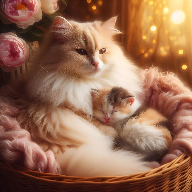 Chaveiro Doce Mãe Gata & Gatinho - Dia das Mães  (Criador carregado)