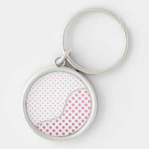 Chaveiro Doce Padrão de Pontos Pintados Rosa e Branco Desig