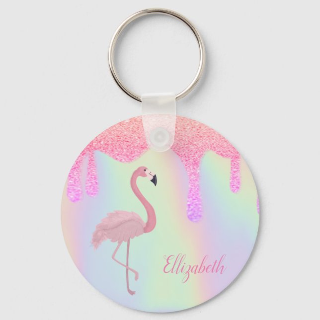 Chaveiro Doce Trendy Holographic, Flamingo Rosa (Frente)