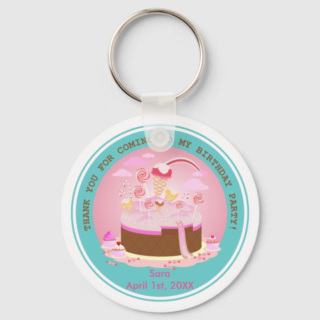 Chaveiro Doces e bolo de chocolate para festa de aniversári (Frente)
