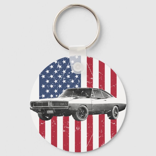 Chaveiro dodge charger american flag (Frente)