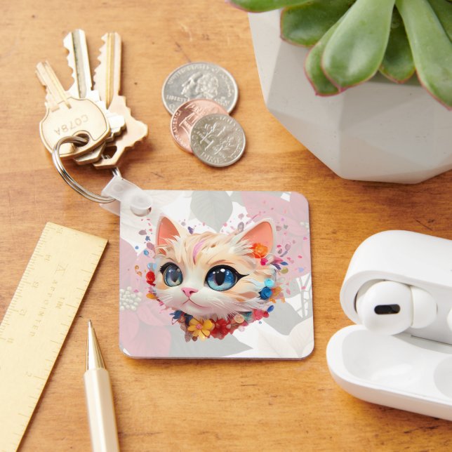 Chaveiro Dodo chic fofo emocionante, fundo rosa rosa de gat (Mesa)