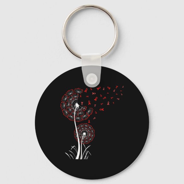 Chaveiro Doença Cardíaca Dandelion Red Ribbon Cancer Sanguí (Frente)