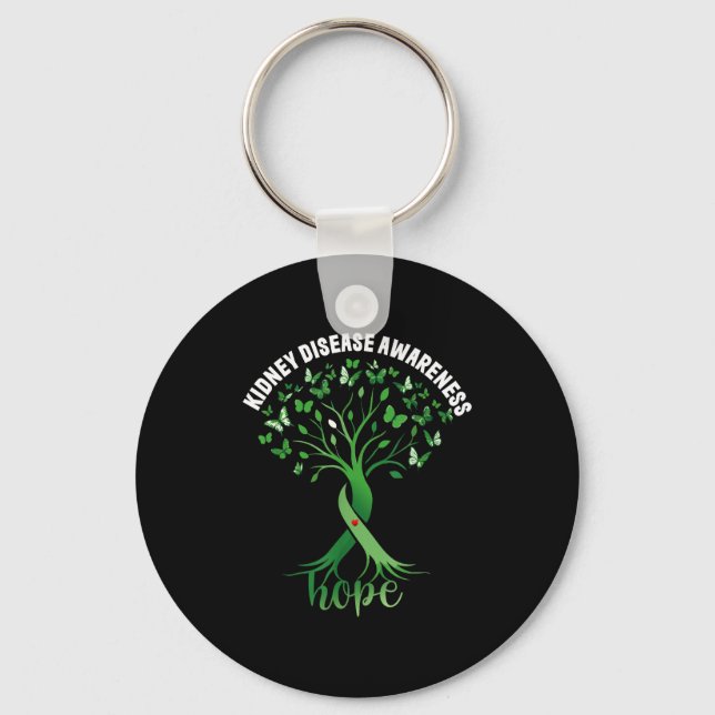 Chaveiro Doença renal conscientização fita verde árvore esp (Frente)