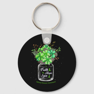 Chaveiro Doença Renal Fé Ama Esperança Flor Jar Awarenes