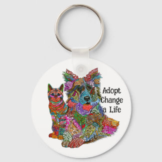 Chaveiro Dog and Cat Pet Adoption Keychain