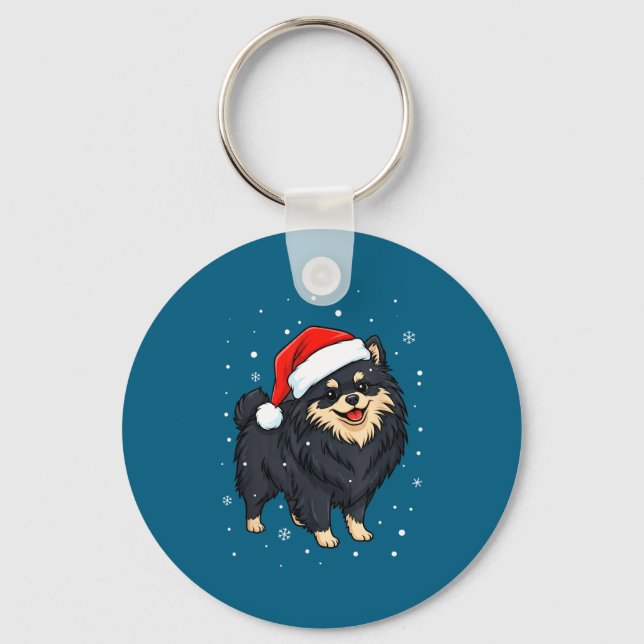 Chaveiro Dog Holiday Meranian Dog Santa Illustration - Fluf (Frente)
