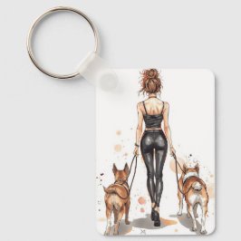 Chaveiro Dog Mom Keychain | Stylish Dog Walker Girl Boss