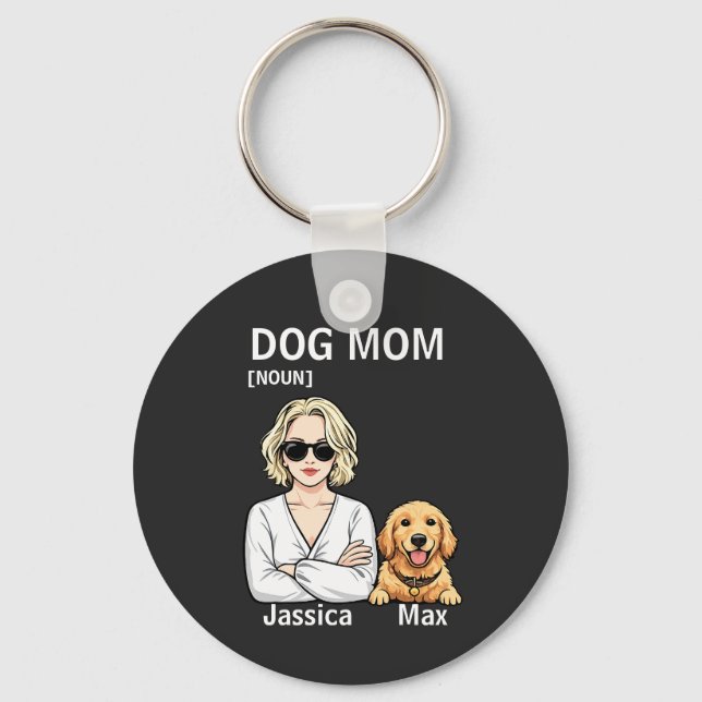 Chaveiro Dog Mom Portrait With Golden Retriever Art (Frente)