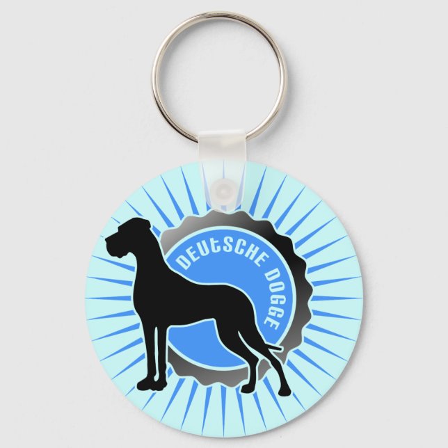 Chaveiro Dogue Alemão estrela azul (Frente)