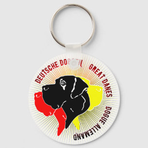 Chaveiro Dogues Alemães Preto Vermelho Dourado
