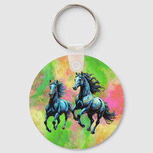Chaveiro Dois Cavalos Galopantes Fantásticos