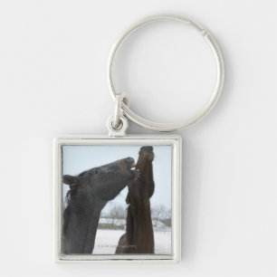 Chaveiro dois cavalos que neighing