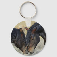 Dois Cavalos Selvagens Marrons Nuzzling