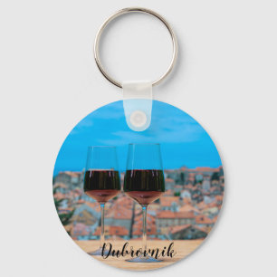 Chaveiro Dois copos de vinho tinto com vista à Dubrovnik Co