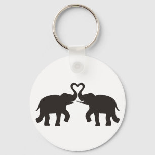 Chaveiro Dois elefantes amam silhuetas
