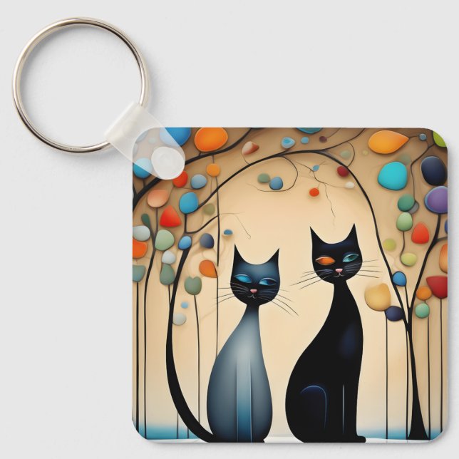 Chaveiro Dois Gatos Encantadores (Frente)