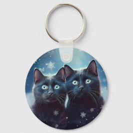 Chaveiro Dois Gatos Pretos A Serem Neves