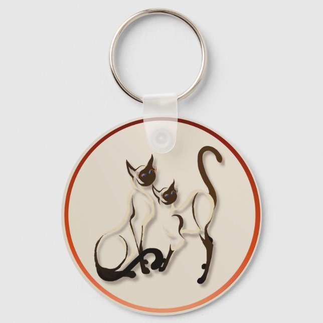 Chaveiro Dois Necklace de Gatos Siameses (Frente)