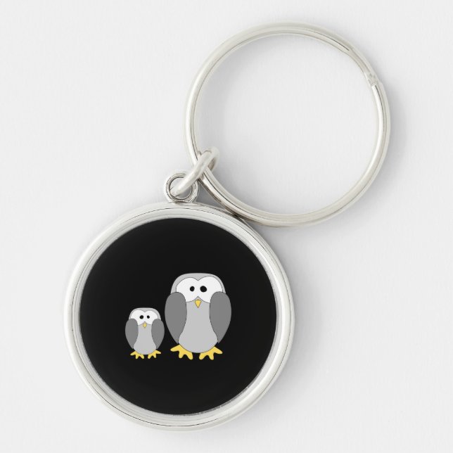 Chaveiro Dois Pinguins Bonitos. Cartoon. (Frente)