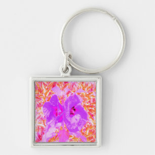 Chaveiro Dois roxos e hibiscus louco da ameixa do rosa