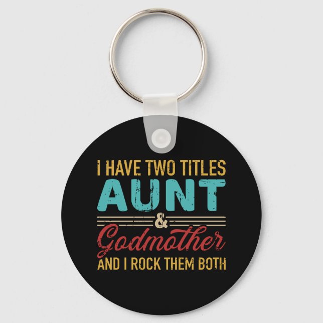 Chaveiro Dois títulos tia e madrinha vintage retrô (Frente)