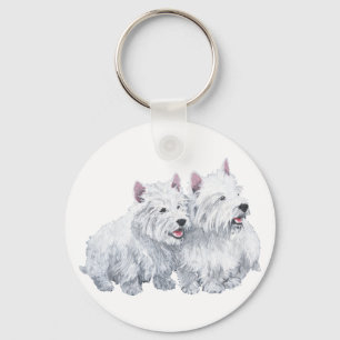 Chaveiro Dois West Highland White Terriers