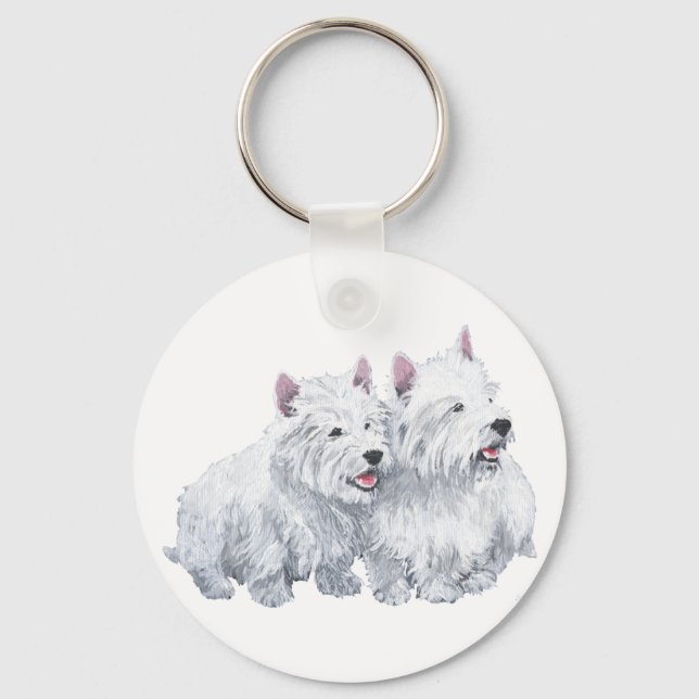Chaveiro Dois West Highland White Terriers (Frente)