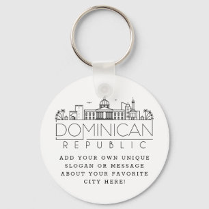 Chaveiro Dominicana Rep Estilizou Skyline   Slogan Personal
