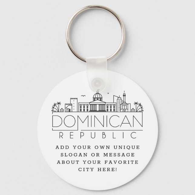 Chaveiro Dominicana Rep Estilizou Skyline | Slogan Personal (Frente)
