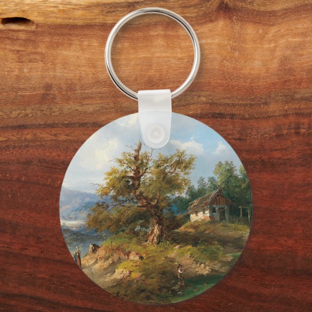 Chaveiro Dominik Schufried Uma Paisagem Montanhosa com... (Frente)