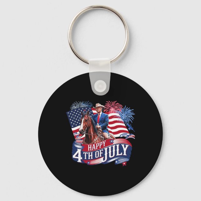 Chaveiro Donald Trump Feliz 4 de Julho Para Patriotas Ameri (Frente)
