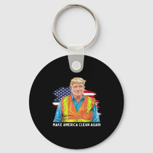 Chaveiro Donald Trump Vestindo Colete de Trabalhador de Gar